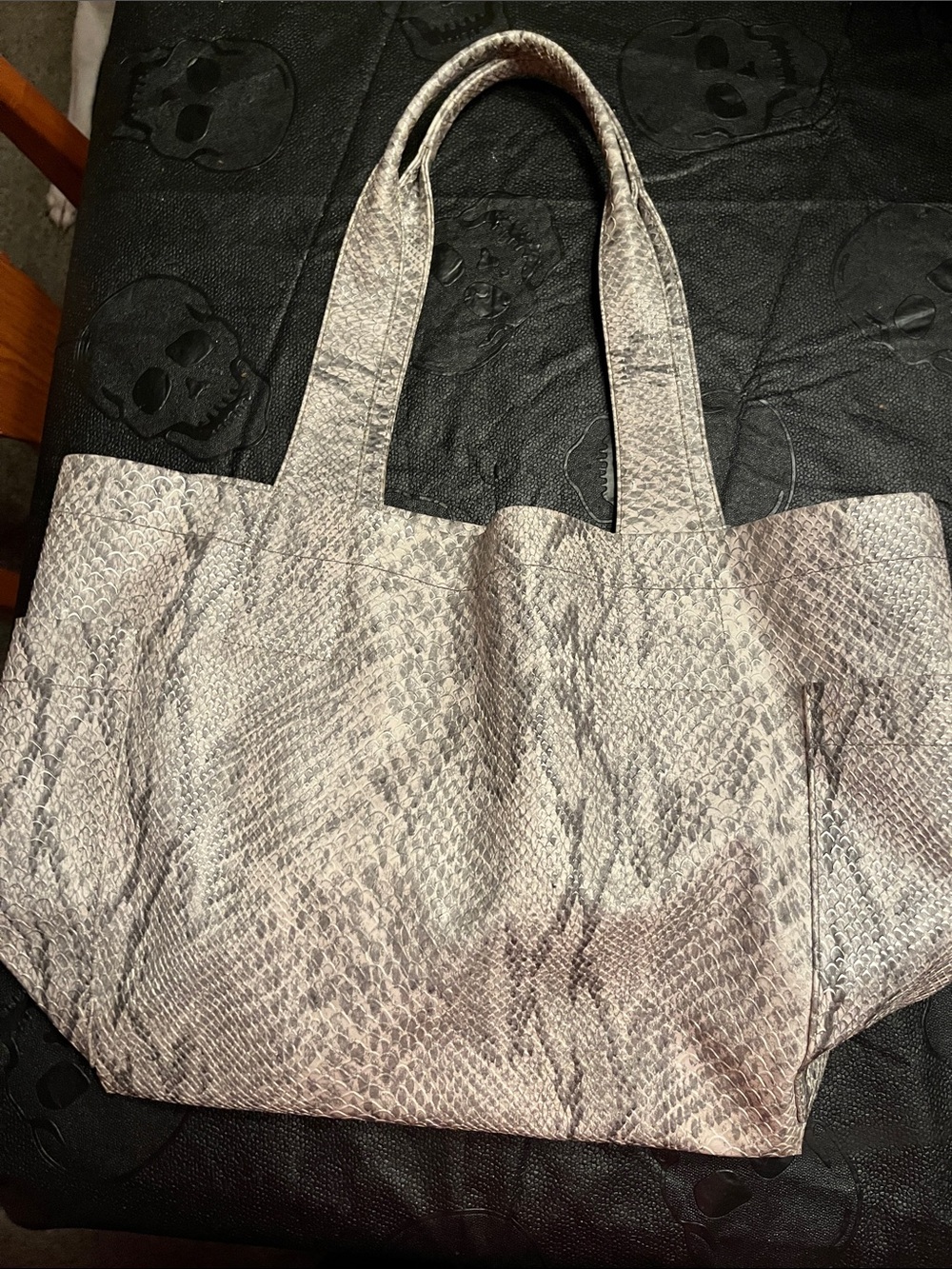 Chico's Gray Snake-Print Tote